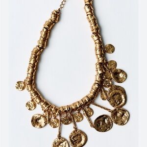 Zara Gold Textured Coin Necklace